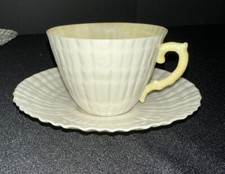 Vintage Belleek Irish Cup & Saucer Limpet Cob Luster Highlights 4th Green Mark