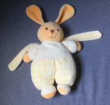 doudou lapin beige carreaux vichy jaune nounours