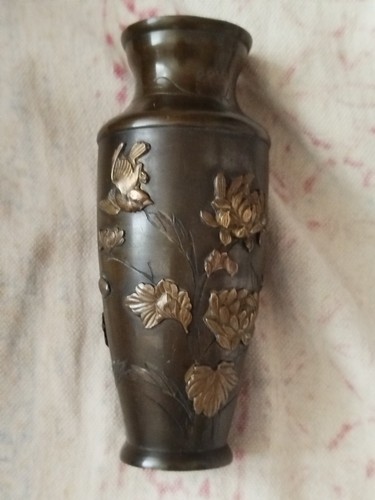 Vase bronze meiji - bronze, 19eme