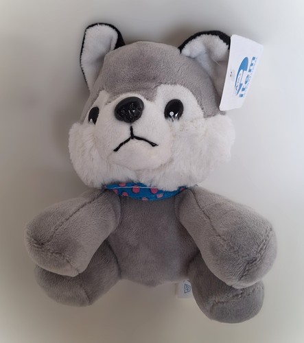 Peluche chien chiot husky gris - chien,