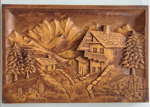 Tableau bois sculpté - , paysage