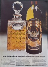 1970's Glenfiddich Pure Malt Whisky. Vintage, original magazine advertisement. 