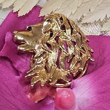 Clip Vintage Foulard Doré Tête De Lion 37x33mm