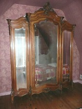 Armoire bibliothèque vitrine style louis XV 3 portes à glaces fin 19 siècles 