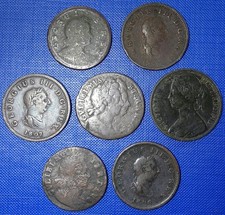 William & Mary, William iii, George I & iii, Victoria Penny & Halfpenny x7-Read!