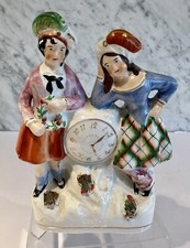 Staffordshire Pair of Children Clock Figure 7" c. 1860