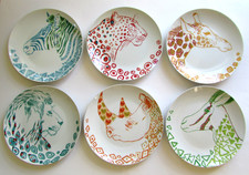 La Chaise Longue Paris Porcelain Dinner Plates African Animals Set 6