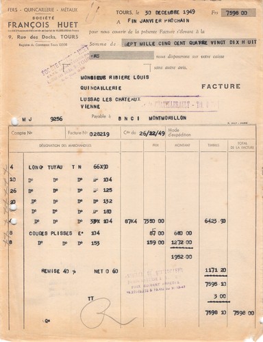 1949 fers quincaillerie - fers, metaux