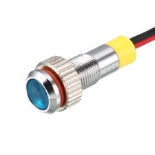 Témoin Lumineux Signal AC/DC 12V 6mm Lampe Tableau Encastré Bleu LED Coque Métal