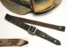 JUGULAIRE CASQUE ALLEMAND WW2 "G.SCHIELE LOBURG 1940" cuir brun, boucle acier