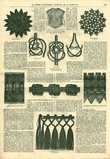 Antique Fashion Engraving 1869 Magazine Trims