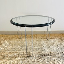 Vintage Italian Design Coffee Table 70s - Chrome & Glass - Clean Elegance