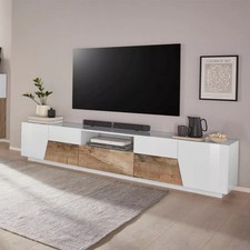 Meuble TV 220x43cm mur bois