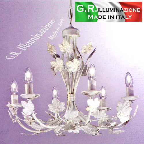 Lustre classique ivoire 6 - lustre, or