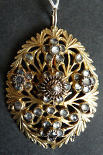 Pendentif 19e siècle en vermeil argent massif et cristal taillé silver cross