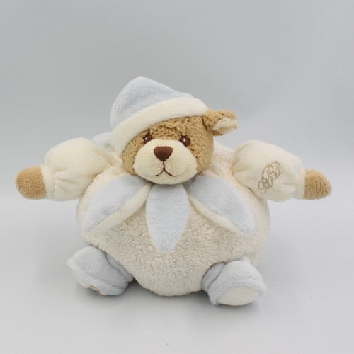 Doudou ours boule blanc - , bleu