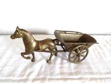 OLD POCKET VACUUM? BRASS HORSE-SHAPED SCULPTURE with CART