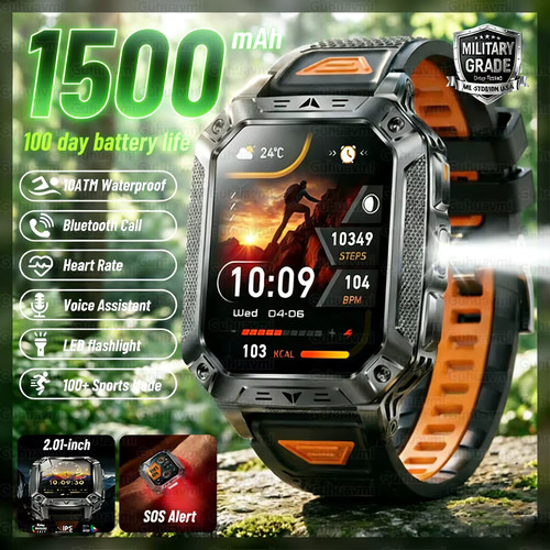 Smartwatch militaire 1500mah - militaire,