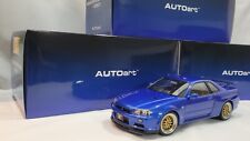 AUTOart 1/18 NISSAN SKYLINE GT-R R34 V SPEC II w BBS LM WHEELS JDM BAYSIDE BLUE