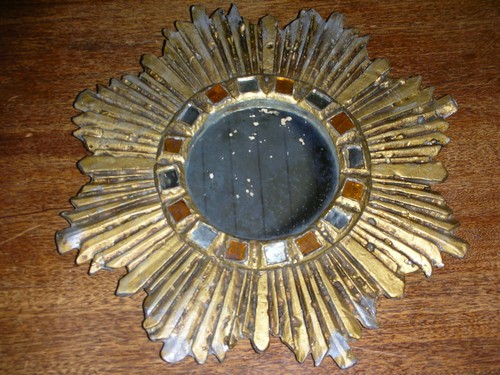 Ancien miroir soleil plomb - soleil, en