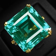 Bague en argent sterling 925 or 24 carats vert bleuté tourmaline paraiba...