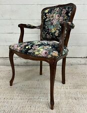 Vintage Italian Made Louis XV Floral Upholstered Fauteuil Parlor Chair
