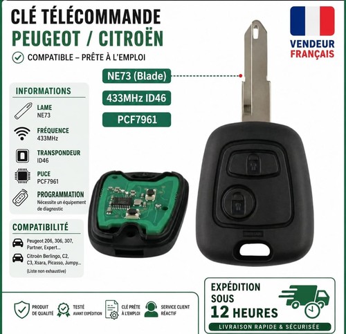 Télécommande clé peugeot - télécommande,
