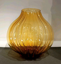 Antique Signed Italian Amber Glass Vase.