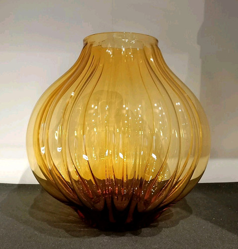 Ancien vase verre - ancien, ambré
