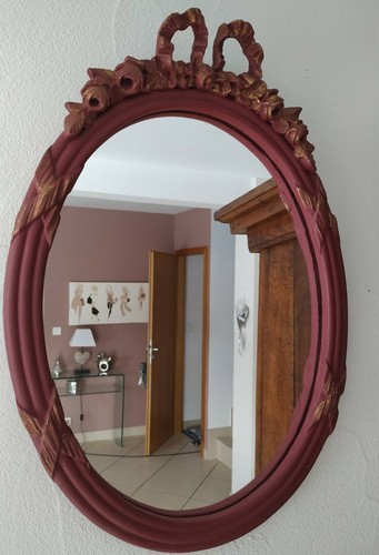Miroir bois ovale - bois,
