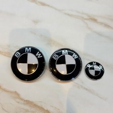 Kit 3 Logos BMW Noir Carbone Capot 82mm Coffre 74mm Volant 45mm E46 E90 E60 F10