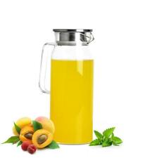 Carafe en Verre 1,5L Avec Inox Filtre Cruche D'Eau Pichet de Jus Anse