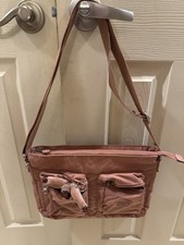 Kipling Mauve Dusty Rose Crossbody Satchel Handbag Double Front Pocket