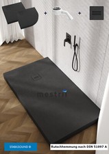 Bac de Douche Receveur Noir Syphon Viega Plaque Anti-dérapant Aspect Pierre