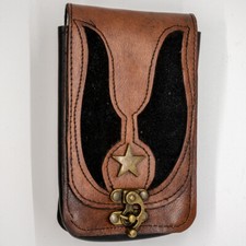 Daim Star Universal Portable Pochette Portefeuille Ceinture Cuir Motard Cowboy
