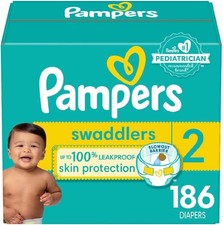 Pampers Swaddlers Disposable Diapers Size 2, 186ct BreatheFree Liner Leak Guards