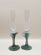 DAUM - Nature - Pair of Champagne Flutes (24 cm) Carved Crystal Paste