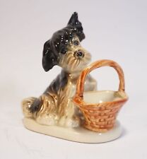 Vintage Mid Century Terrier Dog Sculpture With Color Painted Basket