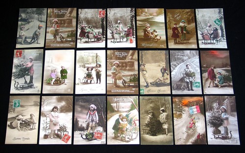 Cpa enfant jeu glisse - 21, luge