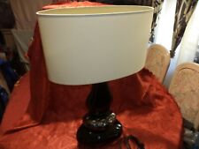 tres jolie lampe pied forme galet  en céramique et son abat jour tbe 65 cm