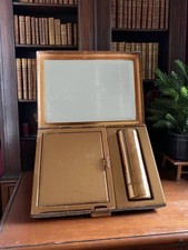Vintage Mother of Pearl Makeup Box with Built-in Mirror and Compartments