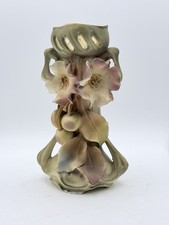 Vtge 1920's Art Nouveau Austria ROYAL DUX Amphora Flower & Fruit CHIPPED 7” VASE