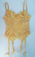 Bustier porte jarretelle dentelle sexy soutien gorge armature 85B lingerie jaune