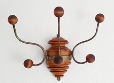Art DECO 1910/1920's Antique Wood & Metal Bentwood Coat Holder