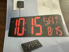 17" Large Digital Wall Clock with Remote Control Temperature Date Count up down