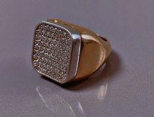 Vermeil bague chevalière argent zirconium bague or sur argent argent massif T52