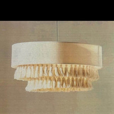 Beige Fabric Drum Pendant
