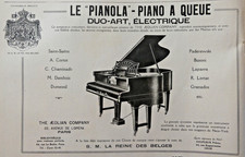 PRESS ADVERTISEMENT 1921 LE PIANOLA PIANO A GRANDEUE DUO-ELECTRIC ART - THE AEOLIAN
