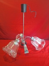 Vintage Antique 3 Branch Large Tulips 70s Suspension Ceiling Light Chandelier