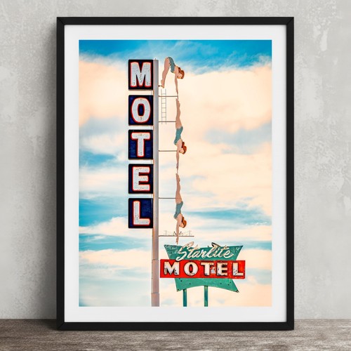 Starlite motel sign print - motel, mid